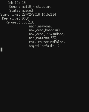 spalloc-job displaying job information.